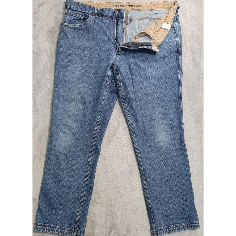 Duluth Trading Co. Flex Ballroom Jeans Mens 38x30 Blue Med Wash Relaxed